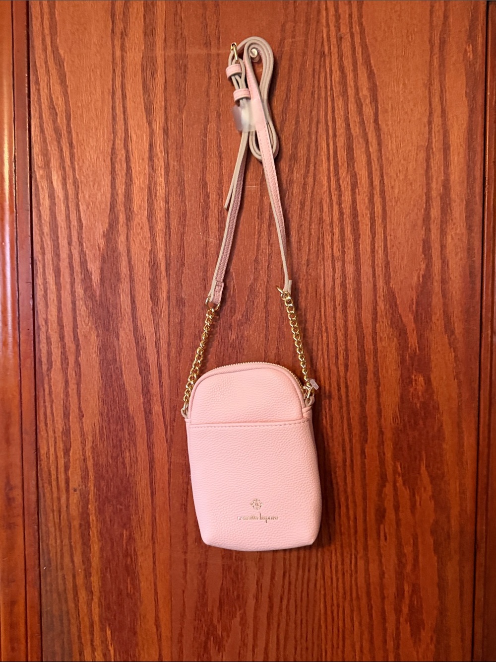 Nanette Lepore Pink Pebbled Crossbody Phone Bag